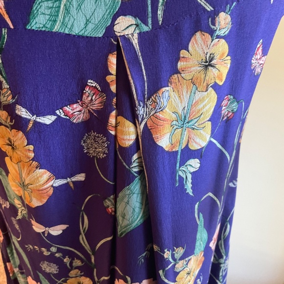 ANTHROPOLOGIE HD in Paris Hidden Isle Silk Floral Print Dress 10 - Picture 13 of 14